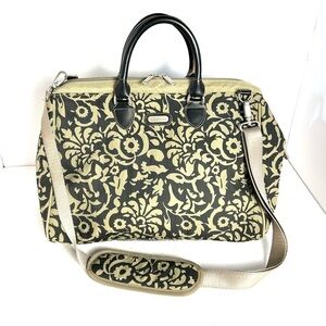 Baggallini Travel Tote Bag Detachable Wristlet Set Nylon Tan Black Floral Swirl